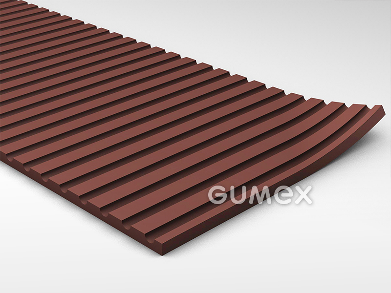 Gummiboden G 6, 4mm, Breite 1200mm, 65°ShA, SBR, gerillte Ausführung, -20°C/+60°C, Ziegelfarbe, 